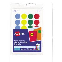 Avery Printable Self-Adhesive Removable Color-Coding Labels, 0.75" dia., Assorted Colors, 24/Sheet, 42 Sheets/Pack