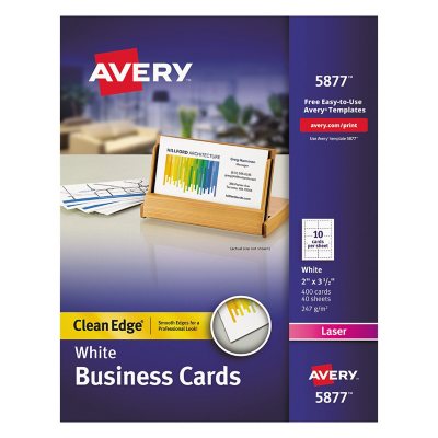 Avery Clean Edge Business Cards, Laser, 2 x 3 1/2, White ...