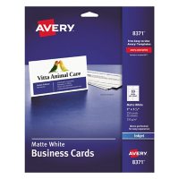 Avery Printable Microperforated Business Cards with Sure Feed Technology, Inkjet, 2 x 3.5, White, Matte, 250/Pack