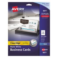 Avery True Print Clean Edge Business Cards, Inkjet, 2 x 3 1/2, White, 200/Pack