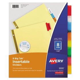 Avery Insertable Big Tab Dividers, 8-Tab, Letter