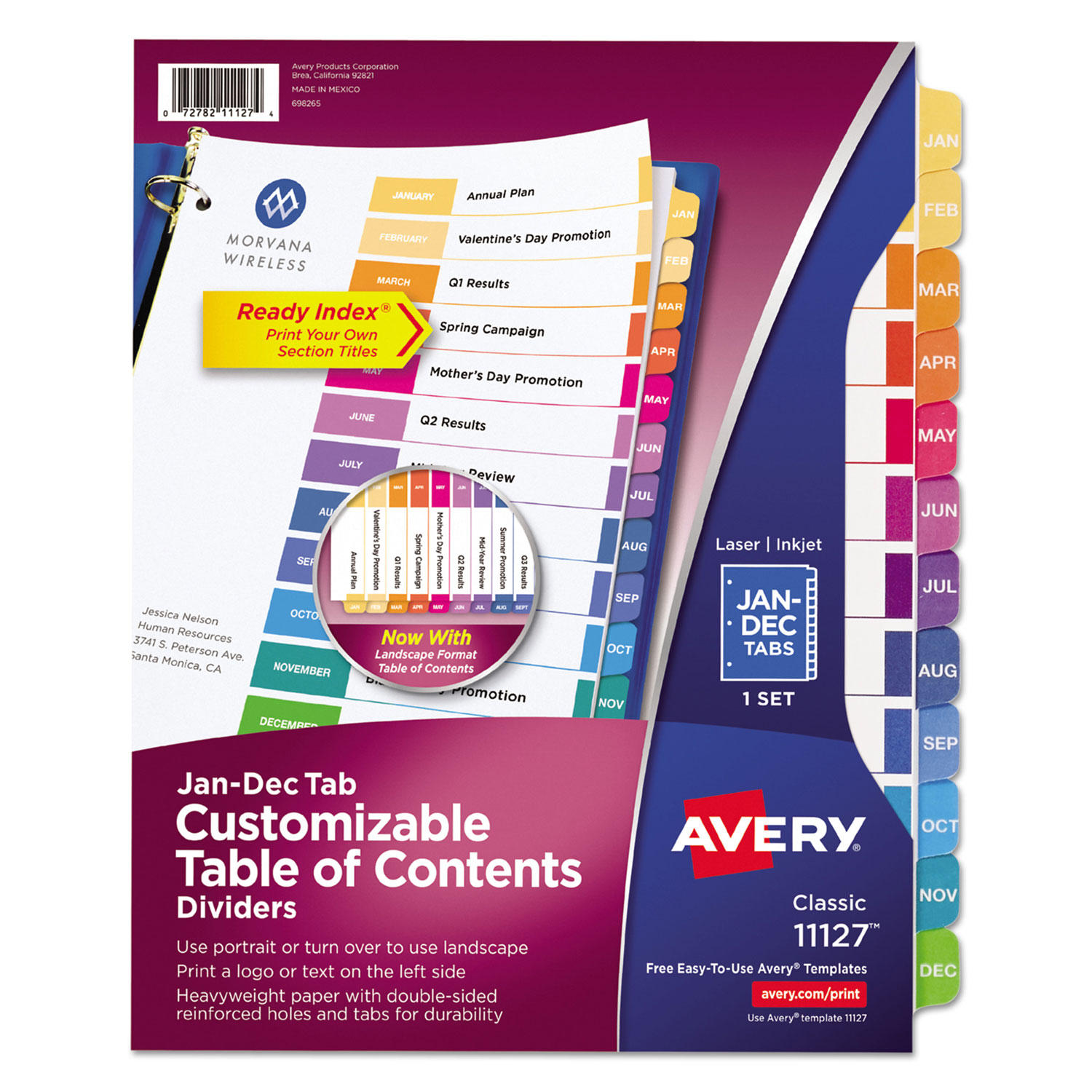 Avery 11127 - Ready Index Table of Contents Dividers - Jan to Dec