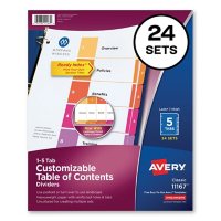 Avery Customizable TOC Ready Index Multicolor Dividers, 5-Tab, Letter, 24 Sets