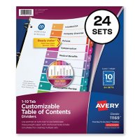 Avery Customizable TOC Ready Index Multicolor Dividers, 10-Tab, Letter, 24 Sets
