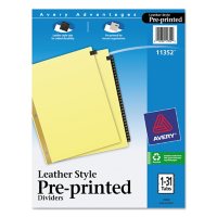 Avery Preprinted Black Leather Tab Dividers w/Gold Reinforced Edge, 31-Tab, Ltr