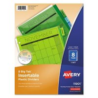 Avery Insertable Big Tab Plastic Dividers, 8-Tab, 11 x 8.5, Assorted, 1 Set