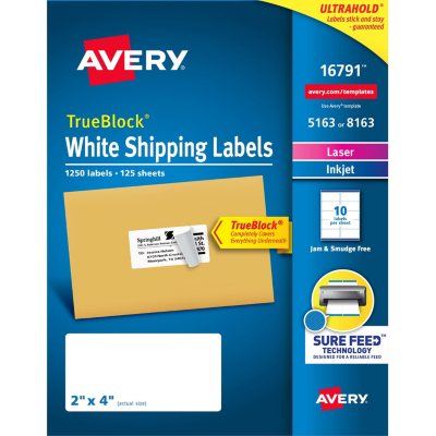 PICK YOUR OWN # OF LABEL 5163 Avery TrueBlock Laser Shipping Labels 2" x 4" 