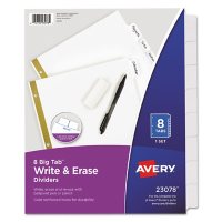 Avery Write & Erase Big Tab Paper Dividers, 8-Tab, White, Letter