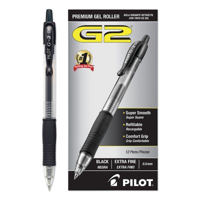 Pilot BL-G2-5 0.5mm Extra Fine Retractable Gel Rollerball Pens Black 