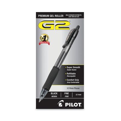 3 Pack 31020 Black Ink Fine Point PILOT G2 Premium Refillable & Retractable Rolling Ball Gel Pens 12 Count 