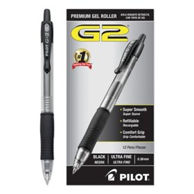 Pilot G2 Roller Ball Retractable Gel Pen, Black Ink (Ultra Fine, 12 Ct.)