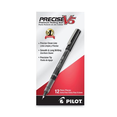 Pilot - Precise V5 Roller Ball Stick Pen, Needle Pt, Black Ink, 0.5mm Extra  Fine - Dozen - Sam's Club