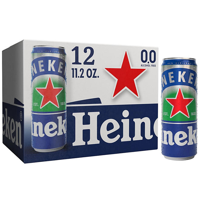 Heineken 0.0 Non-Alcoholic Beer 11.2 fl. oz. can, 12 pk.