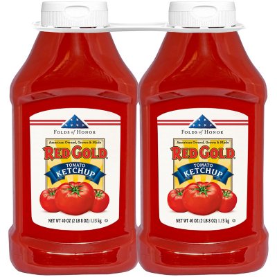 2 Red Gold Tomato Ketchup 32 oz Squeeze Bottles