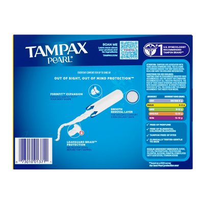 Tampax Regular Absorbency Unscented, Easy Carry Purse Size 10 Count Ea. -  12 Packs