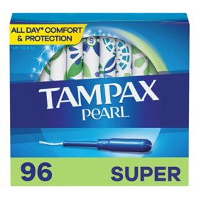 Tampax Pearl Super Tampons, Unscented, 96 ct.