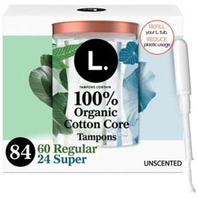 L. Organic Cotton Tampons  Duo Pack, Unscented, 84ct.