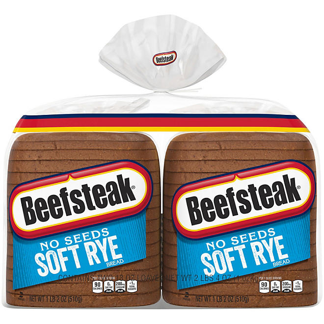 Beefsteak Soft Rye Bread, No Seeds 18oz/2pk