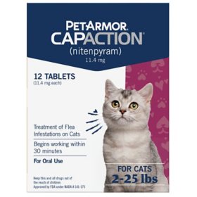 PetArmor CapAction Oral Flea Treatment for Cats, 2-25 lbs., 12 tabs