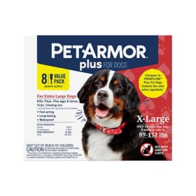 PetArmor Plus Flea and Tick Prevention for Dogs, 8-Month Supply (Choose Your Size)