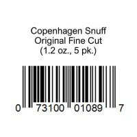 Copenhagen Snuff Original Fine Cut (1.2 oz. can, 5 can roll)