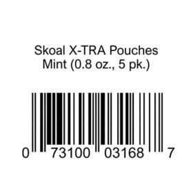 Skoal X-tra Pouches, Mint (5-can roll)