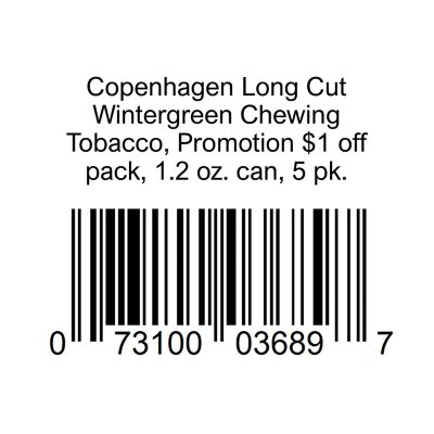 Copenhagen Long Cut Wintergreen 1 2 Oz Can 5 Ct 1 Off Sam S Club