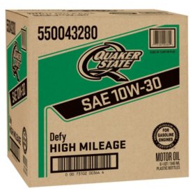 Quaker State High Mileage SAE 10W-30 Motor Oil 6-pack/1 quart bottles