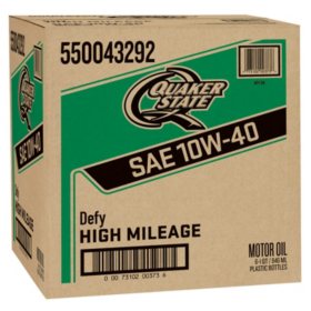 Quaker State High Mileage SAE 10W-40 Motor Oil 6-pack/1 quart bottles