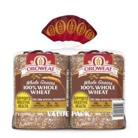 Oroweat Whole Grains 100% Whole Wheat Bread 24 oz., 2 pk.