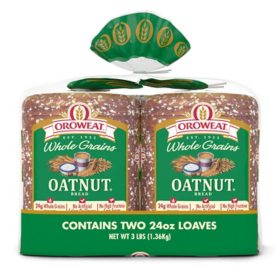 Oroweat Whole Grains Oatnut Bread, 24 oz., 2 pk.