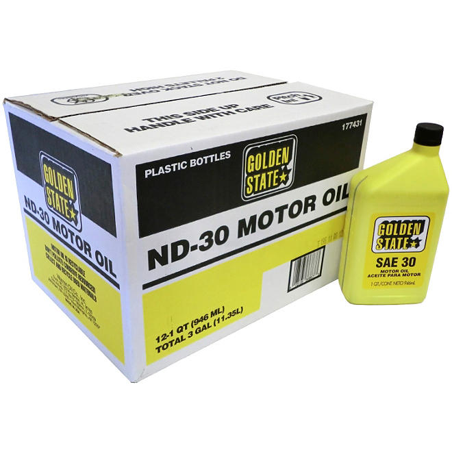 Golden State SAE 30 Motor Oil - 1 Quart Bottles - 12 pack