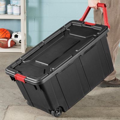 Case of 2 Ergonomic handle Rugged construction 40 Gal Wheeled Industrial Tote 