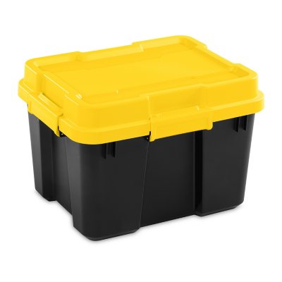 Sterilite 4 Gal Industrial Storage Totes with Latch Lids, Black (24 Pack)