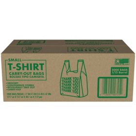 Small T-Shirt Carry-Out Bags, 7" x 5" x 15" (2000 ct.)