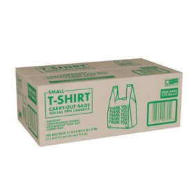 Small T-Shirt Carry-Out Bags, 7" x 5" x 15" (2,000 ct.)