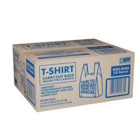 T-Shirt Carry-Out Bags, 11.5" x 6.5" x 22" (1,000 ct.)