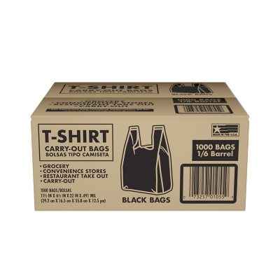 1,000 ct. Black T-Shirt Carryout Bags 