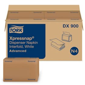 Tork Xpressnap Interfold Dispenser Napkins, 1-Ply, 13" x 8.5", White 6,000 ct.