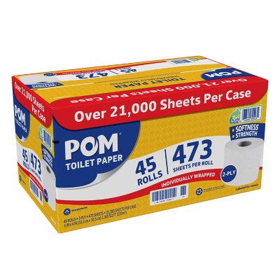 POM Bath Tissue, Septic Safe, 2-Ply, White (473 sheets/roll, 45 rolls ...