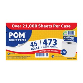 POM 2-Ply Toilet Paper 473 sheets/roll, 45 rolls