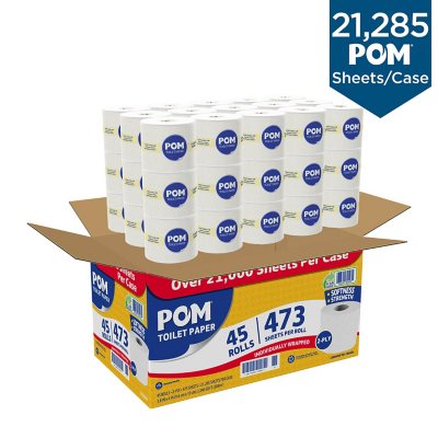 Pom Bath Tissue Septic Safe 2 Ply White 473 Sheets Roll 45 Rolls Sam S Club