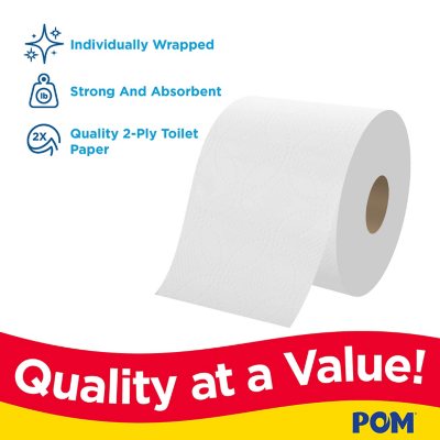 POM Bath Tissue, Septic Safe, 2-Ply, White (473 sheets/roll, 45 rolls)