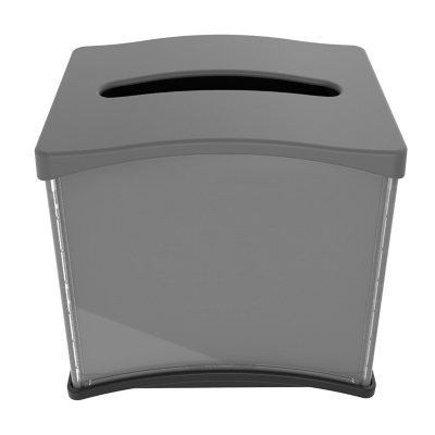 Rectangle Gray Interfold Napkin Dispenser - Tabletop - 7 1/2 inch x 6 inch x 6 1/4 inch - 10 Count Box