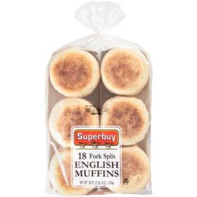 Superbuy Fork Split English Muffins 18 ct., 36 oz.