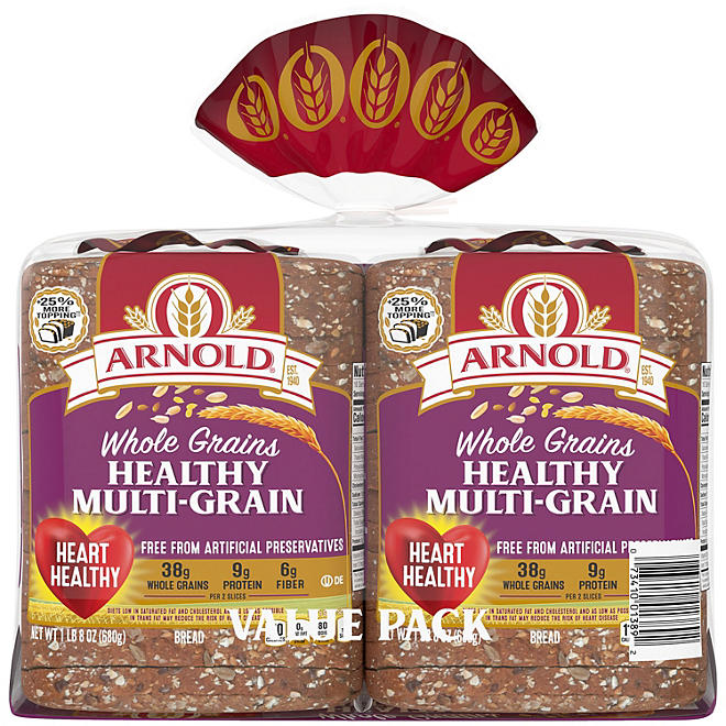 Arnold Whole Grains Healthy Multigrain Bread 24oz/2pk