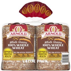 Arnold Whole Grains 100% Whole Wheat Bread 24 oz., 2 pk.