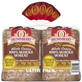 Brownberry Whole Grains 100% Whole Wheat Bread 24 oz., 2 pk.