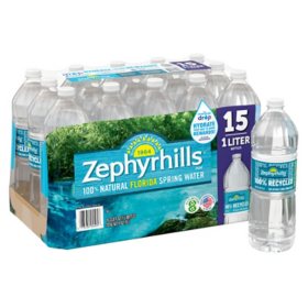 Zephyrhills 100% Natural Spring Water 1 L, 15 pk.