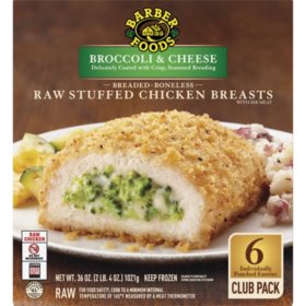 Barber Foods® Broccoli and Cheese Stuffed Chicken Breasts, Uncooked (36 oz., 6 ct.)